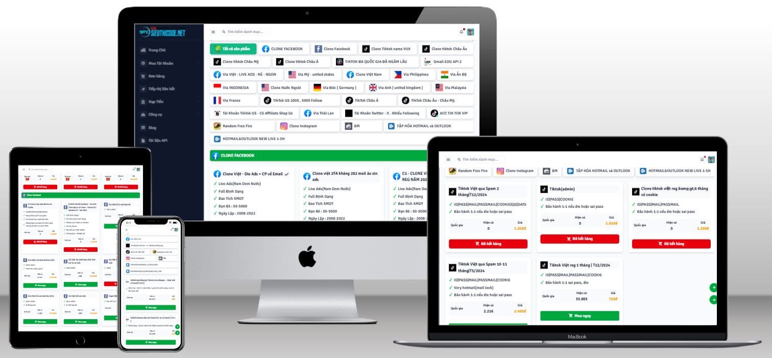 Tạo website bán nguyên liệu, random, tài khoản tự động!